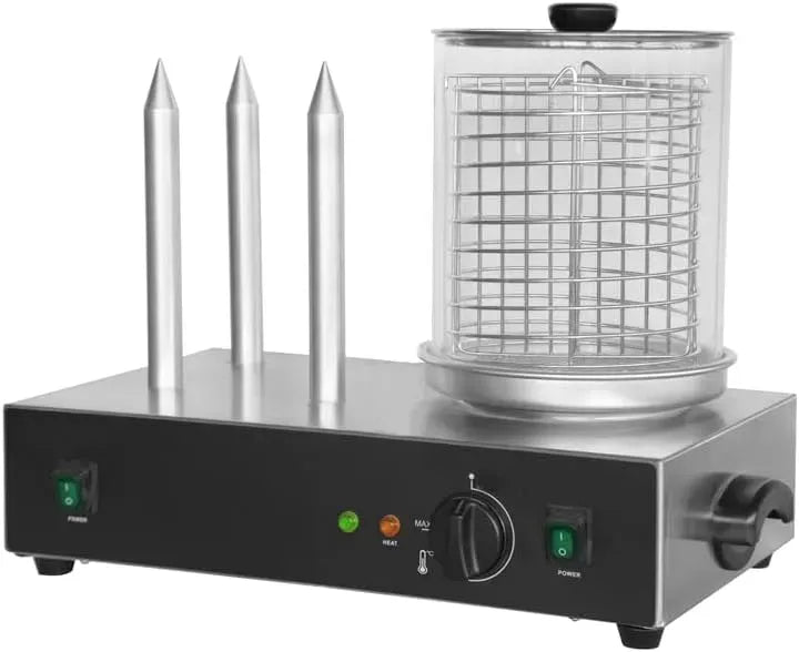 Cuve Inox, pour Chauffe-Pains et Saucisses Professionnel, Chauffe Hot-Dog Électrique 3 Plots, 0,7 kW