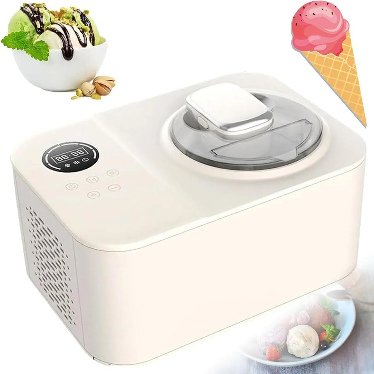 machine à yaourt, machine à glace, machine à glace et sorbet, 1,2 L, tactile, minuteur