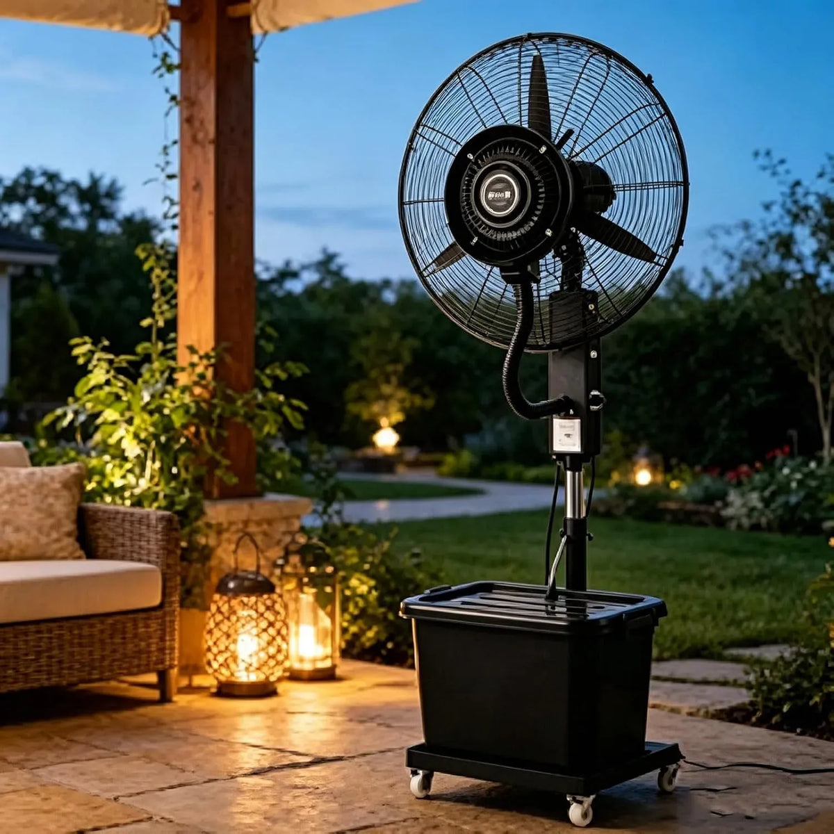 Ventilateur 71cm/28in, 42 L, industriel, 3 vitesses, grand réservoir, noir