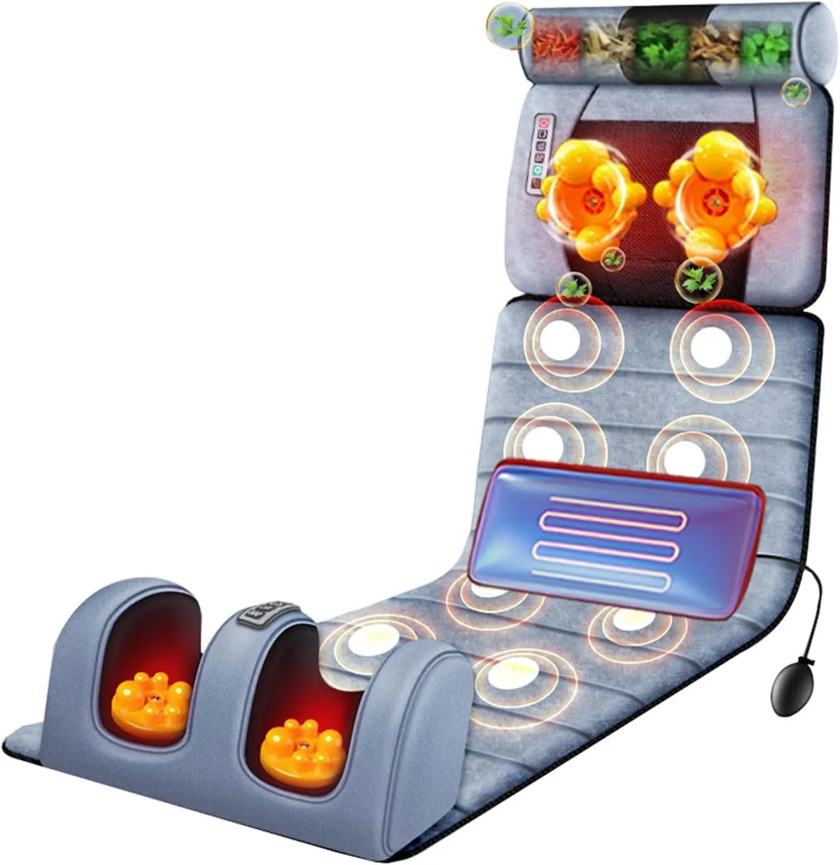 appareil de massage du dos et des lombaires, Masseur, Tapis, 9 Modes, fonction chauffante, gris, pour tout le corps