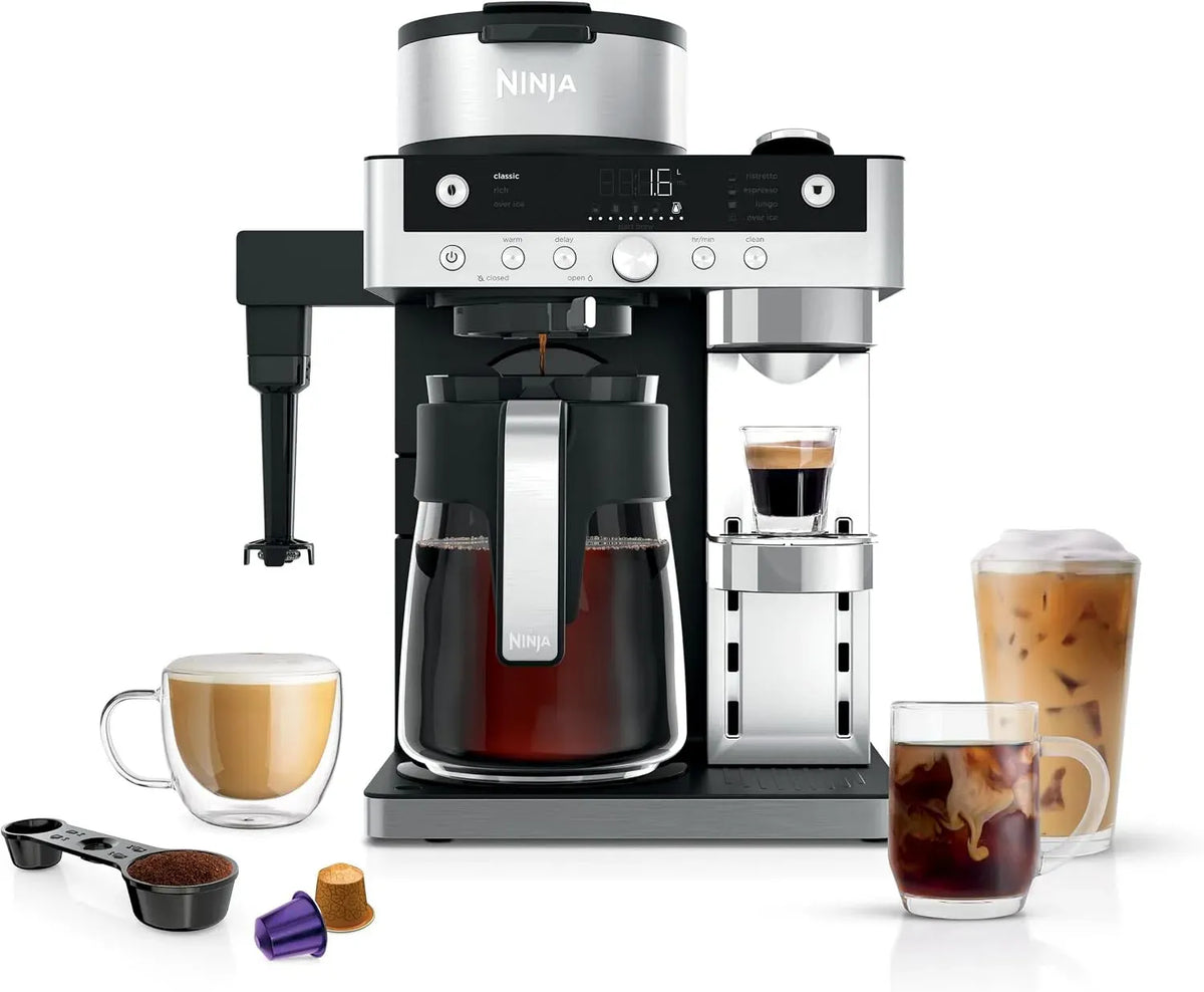 Ninja 2-en-1 CFN802EU Machine à caf, filtre, machine à café électrique, noir, pour réaliser lattes