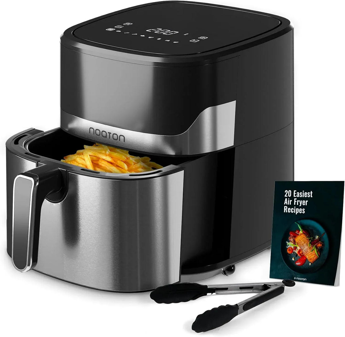 Friteuse à air chaud, 6,2 L, 1600 W, 8 programmes, tactile, 2 zones de température, Friteuse sans Huile 6,2 L, Commande Tactile