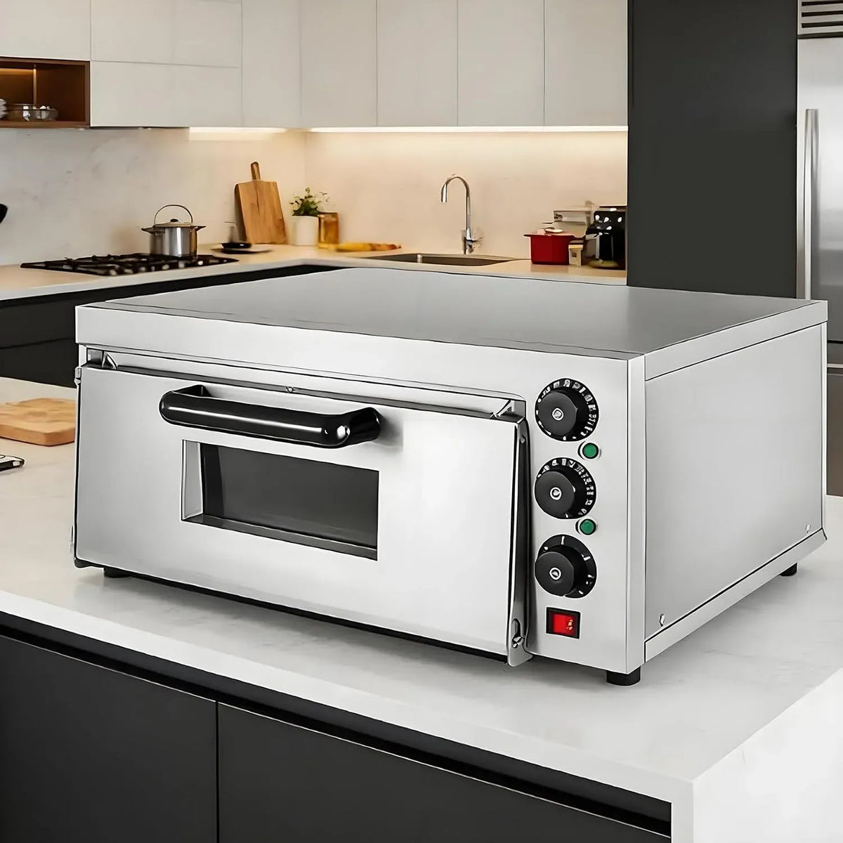 Four électrique à pizza, portable, gril, compact, pâtisserie, acier inoxydable