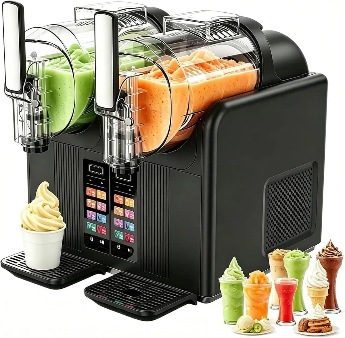 Machine à Margaritas, Machine à Granita, machine à granité, 2 L, 7 programmes, noir, bois, pour Les Granitas