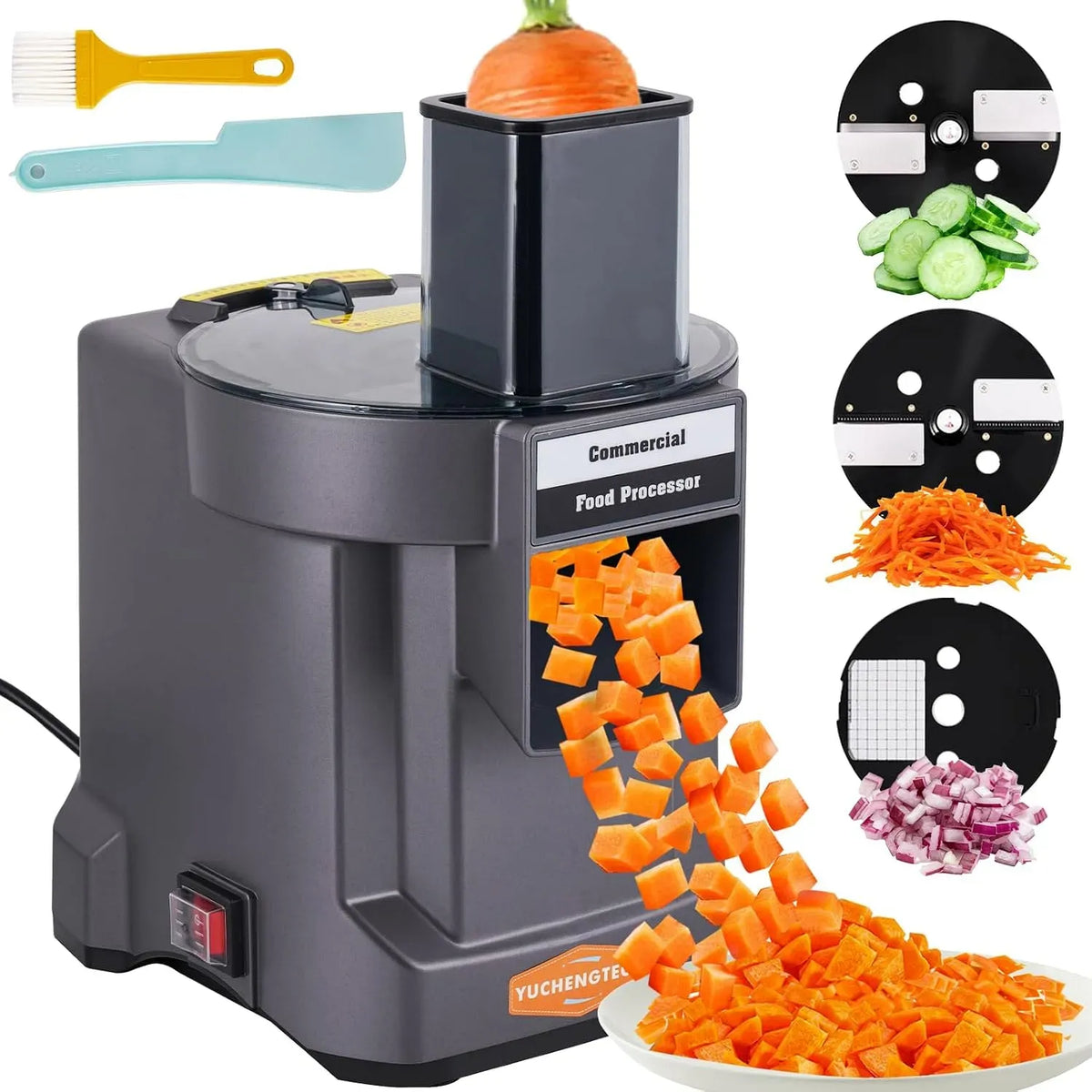 Coupe Légumes en Cube Électrique pour Couper en Dés Trancher et Râper Les Légumes et Les Fruits, Coupe Légumes Électrique Professionnel équipé de 3