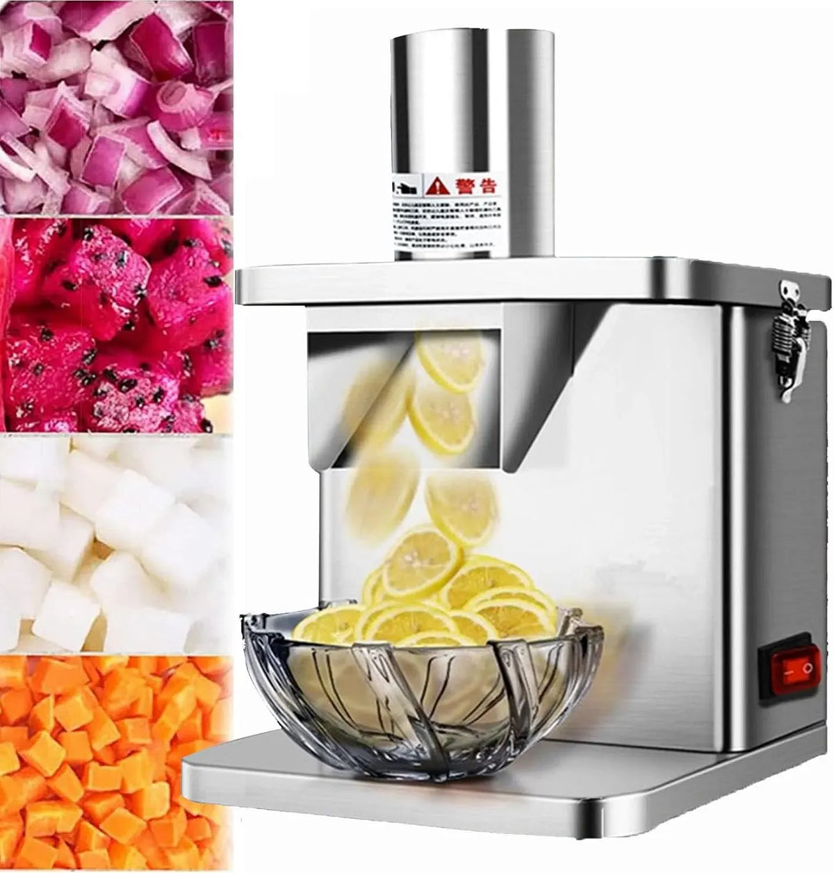 Trancheuse À Légumes Électrique, Coupe-Oignons Électrique en Dés, pour Coupe-Légumes Professionnel Automatique, 250 W, avec Moules À Cubes De