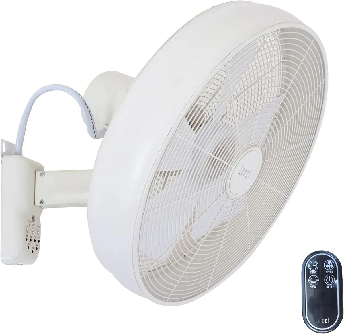 Ventilateur, 46 cm, blanc, ventilateur pour circulation d'air, Lucci air Breeze Ventilateur mural avec télécommande Blanc Ø 46 cm