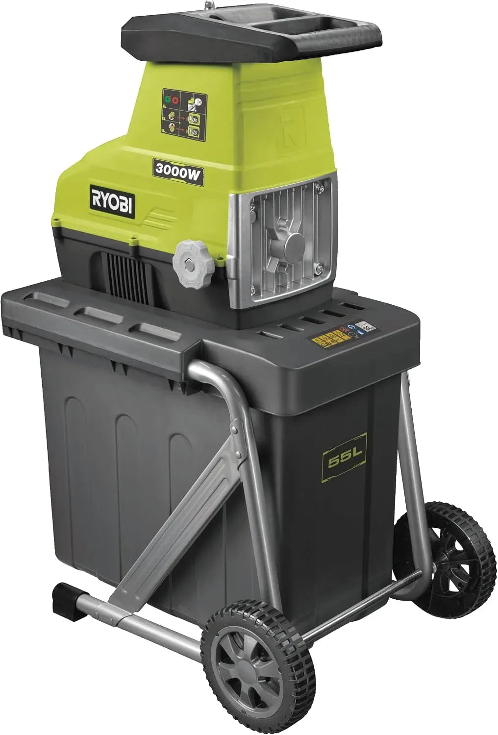 RSH3045U Taille Haies, Broyage Branches, pour Déchets Jardin, Broyeur de Végétaux Électrique 3000W, Bac 55L, Coupe 45 mm, Paillage Compost