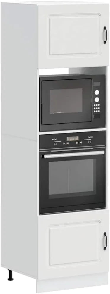 Micro-ondes, 60 x 57 x 207 cm, encastrable, four micro-ondes, blanc, Kalmar Lot de 2 armoires encastrées pour cuisinière