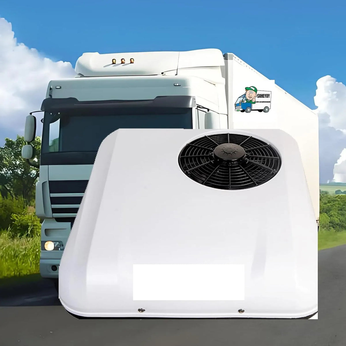 Climatiseur, 12 V, SXHEYUY 12V/24V, blanc, appareil de climatisation, Climatiseur De Toit Ultra-Mince pour Voiture