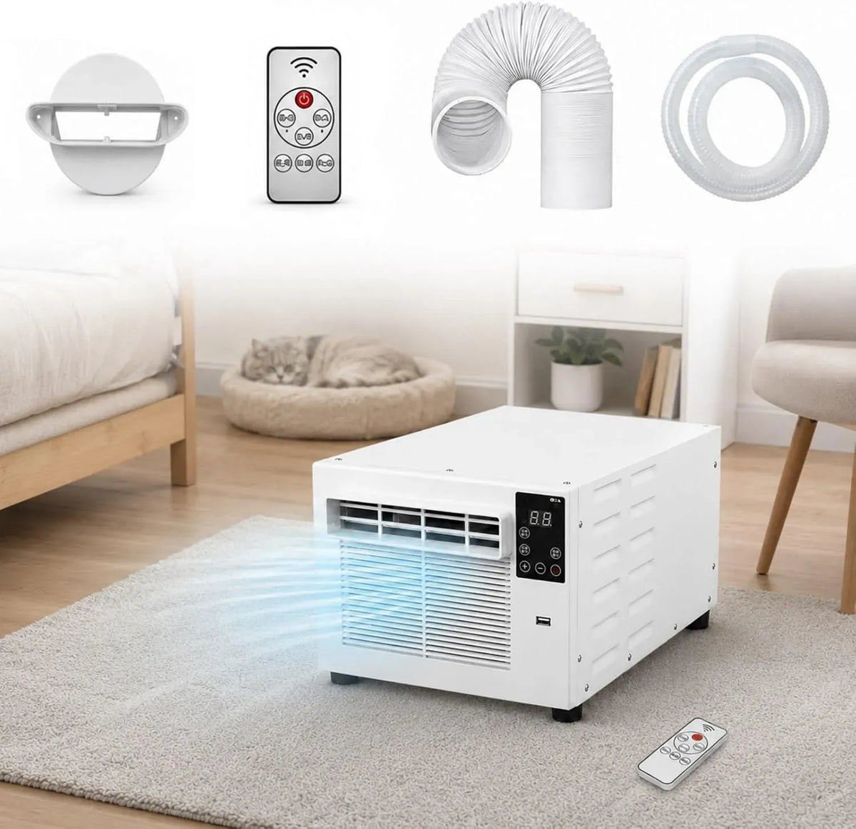 Climatiseur, 35 dB, portable, minuteur, silencieux, Minuterie 1–12H