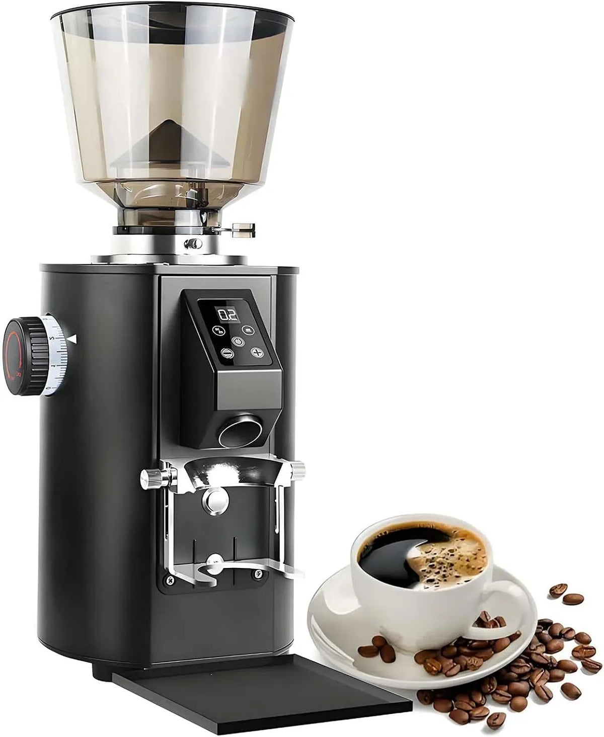 Moulin, broyeur à grains de café, 350 W, 64 Mm, 453 G, professionnel, acier inoxydable, noir