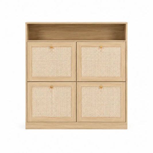Mueble de almacenamiento de salón MDF roble natural 80x30x80 cm con 4 cajones y estante superior