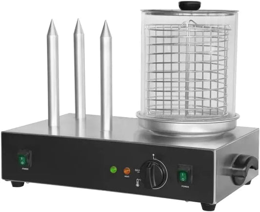 Cuve Inox, pour Chauffe-Pains et Saucisses Professionnel, Chauffe Hot-Dog Électrique 3 Plots, 0,7 kW