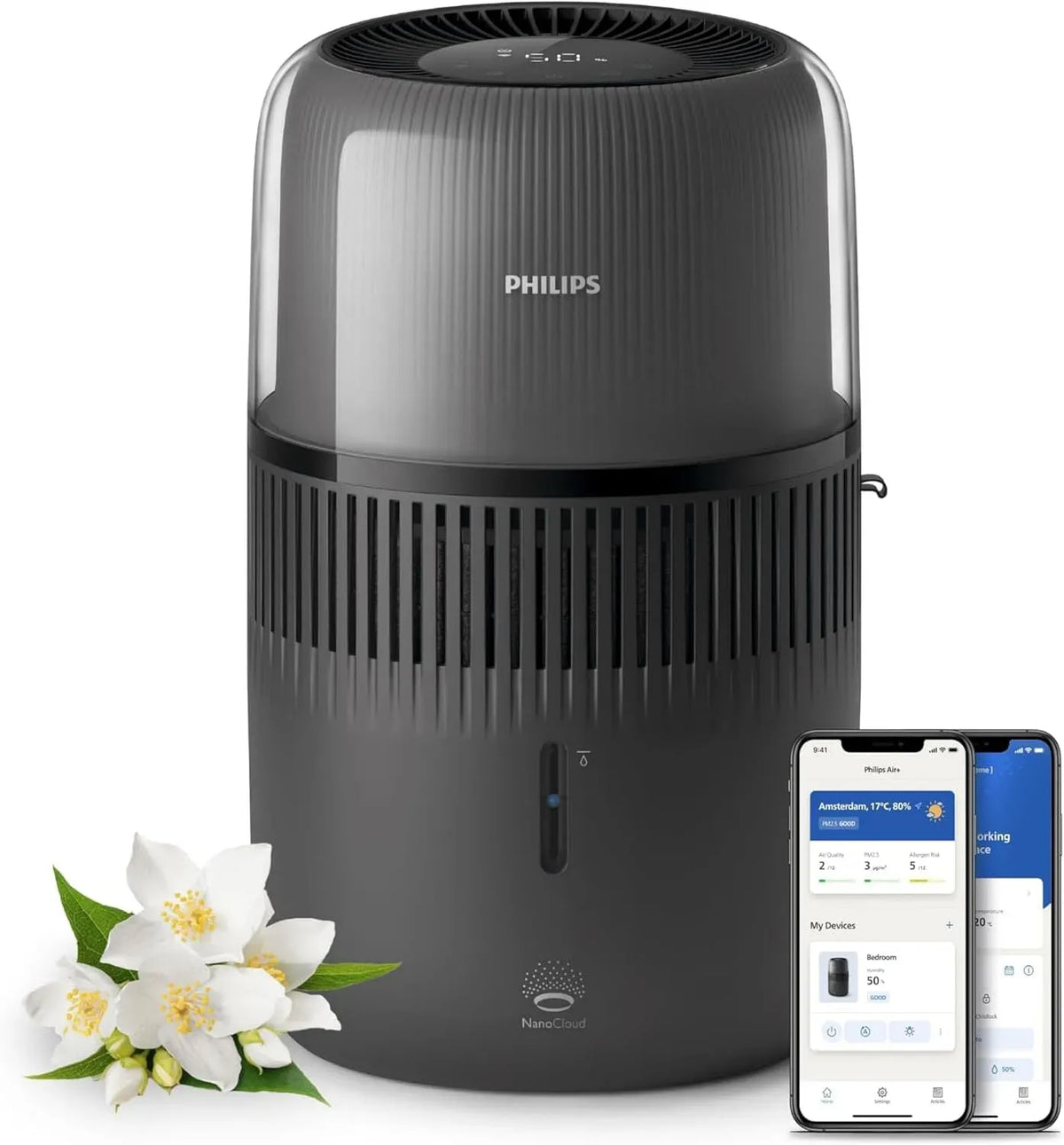 Philips 300ml/h HU5600/03 Humidificateur, 4.5 L, 12 dB, 45 m, minuteur, grand réservoir, dalle IPS, noir