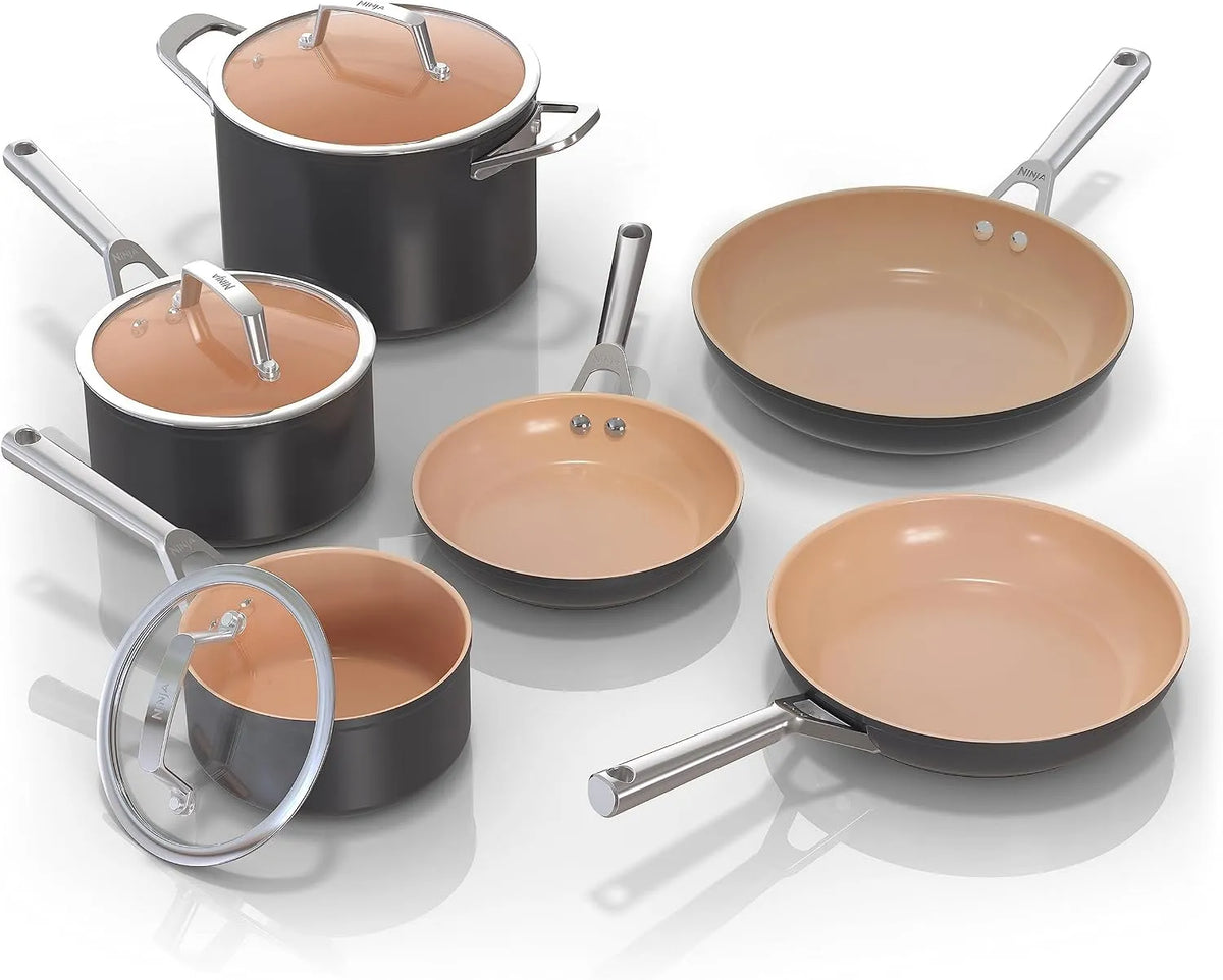 Ninja Four électrique, Batterie de cuisine en céramique de qualité supérieure, 9 pièces antiadhésives, Sans PFAS