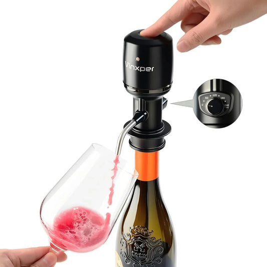 Expert Aérateur de vin électrique réglable, rechargeable et design anti-goutte, Décantation instantanée de précision de 240 min, fonctionnement à une
