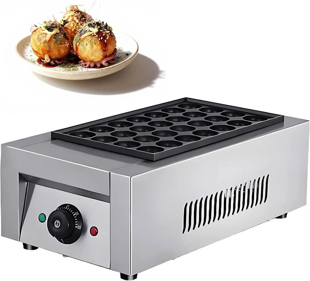 Radiateur électrique, restaurant, revêtement antiadhésif, KEhtu Appareil à takoyaki avec contrôle de température, 28 alvéoles