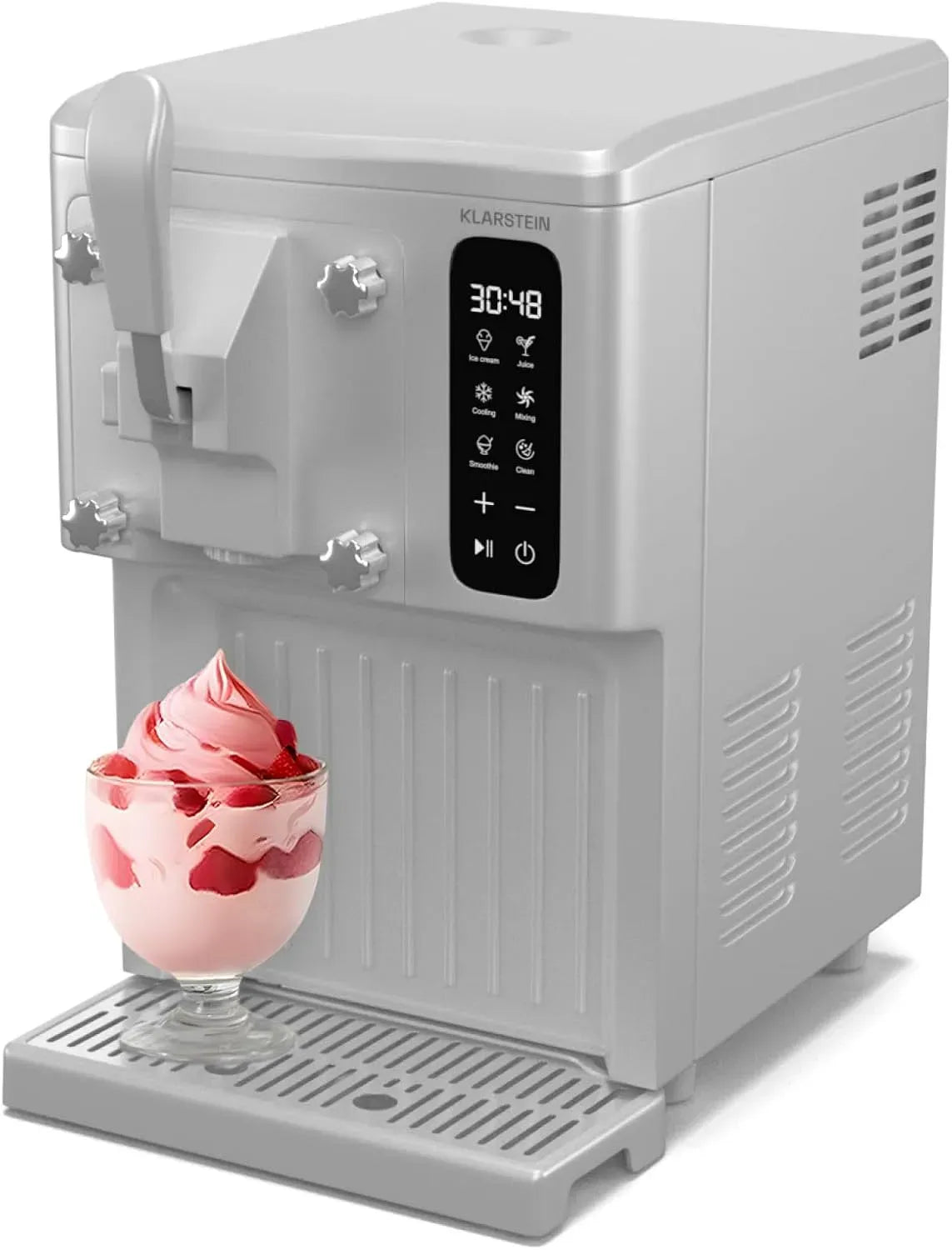 Klarstein 3-en-1 Machine à Glace, Distributeur, machine à glace et sorbet, 1,5 L, tactile, grand réservoir, blanc