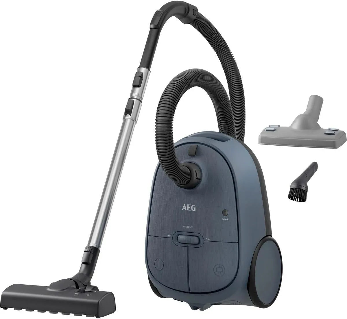 AEG AB61C1OKO Aspirateur, 850 W, acier inoxydable, gris, 65% de matériaux recyclés, câble de 12 m, Tube télescopique en Acier Inoxydable, Roues XL