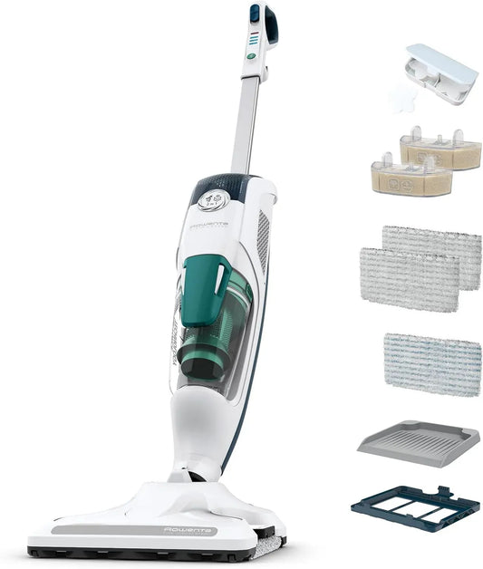 Rowenta 2-en-1-7757w Nettoyeur vapeur, 7757 W, usage sur sols, cuisine, voiture, vitres et canapé, 9% des bactéries sans détergent, Élimine 99