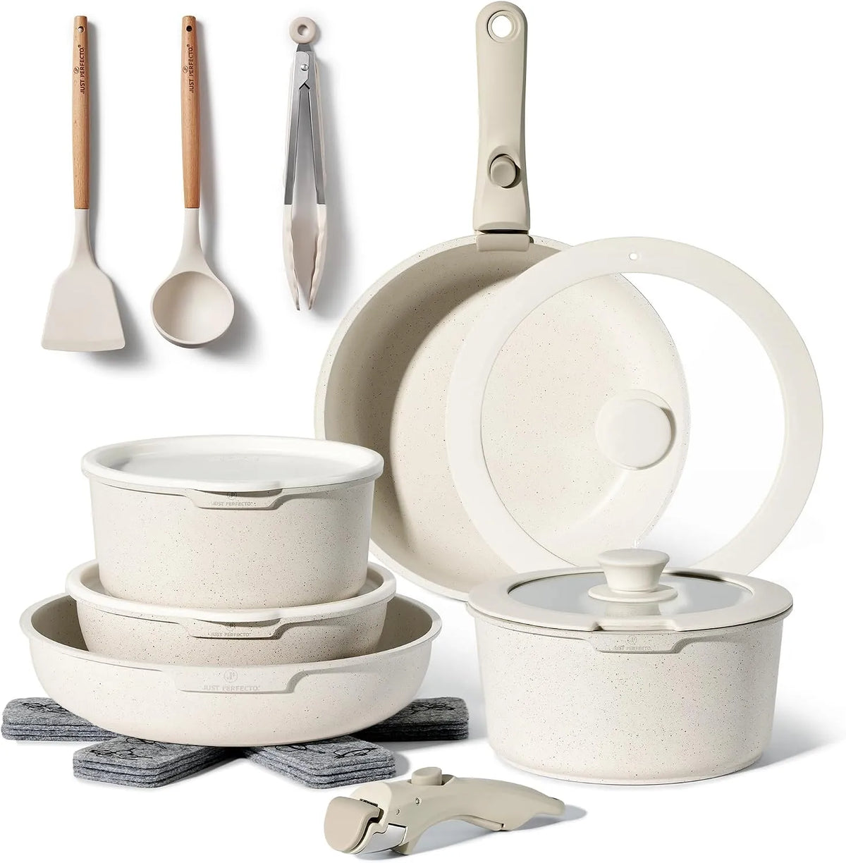 JL-996 Batterie, batterie de casseroles et poêles, amovible, 18 Pièces, Cuisine 18 Pièces Manche Amovible JL-99