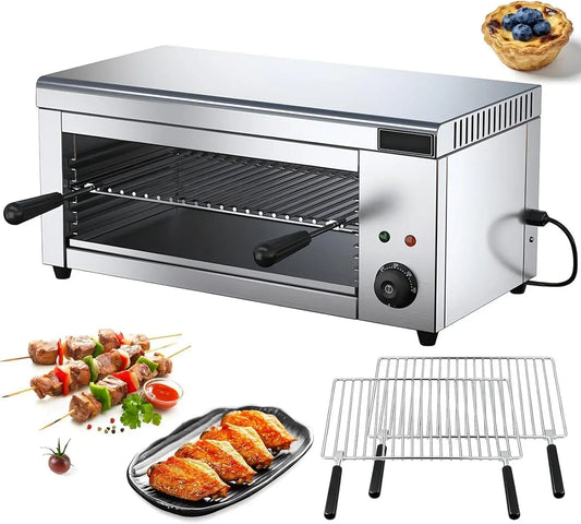 Four électrique, 15 L, 2000 W, 50 à 300 °C, gril, professionnel, 2 zones de température, Appareil à Fondre Le Fromage, Grill électrique de comptoir