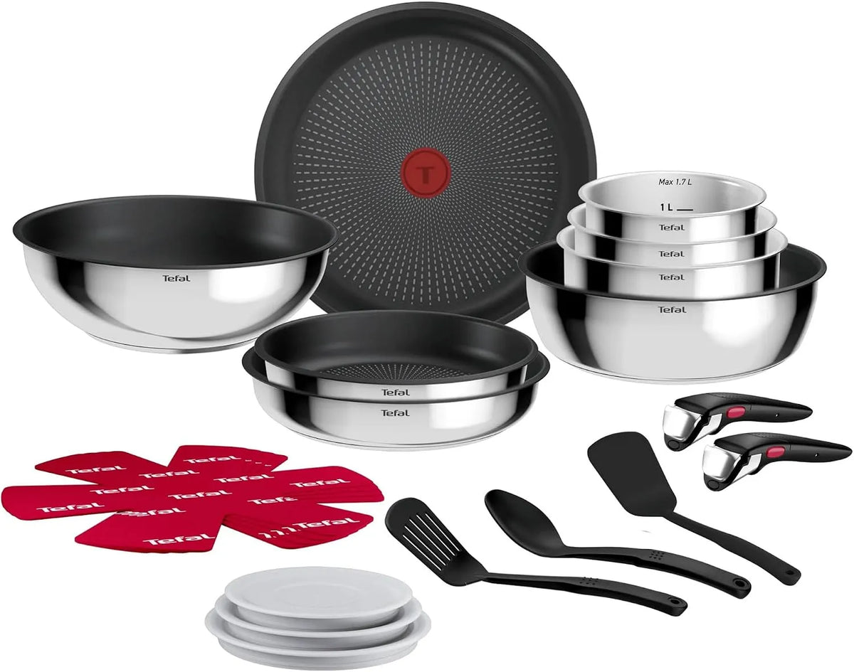 Tefal Batterie, batterie de casseroles et poêles, revêtement antiadhésif, 20 pièces, cuisine