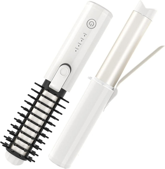 Brosse, portable, 3,8 cm, USB, fonction chauffante, sans fil, pour coiffer et lisser