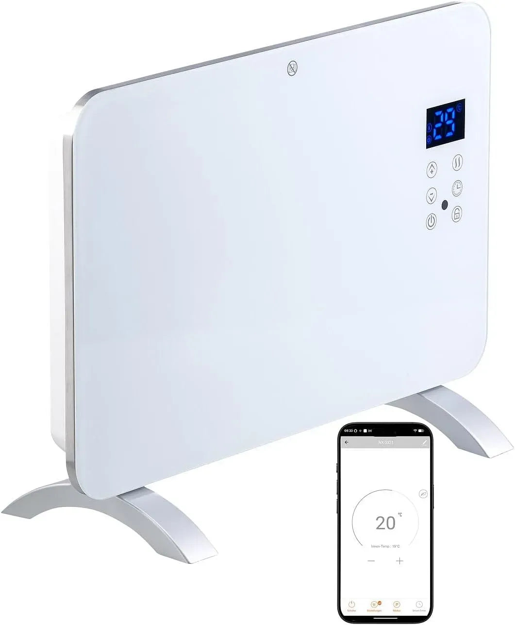 Radiateur électrique EHZ-1000, 1000 W, appareil de chauffage, Chauffage à convection connecté 1000 W compatible avec commande vocale Sichler