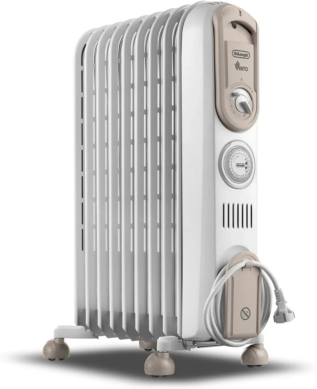 De'Longhi V550918T.WB Radiateur électrique, minuteur, 3 niveaux, boutons intuitifs pour environnements jusqu'à 50 m³, 9 éléments