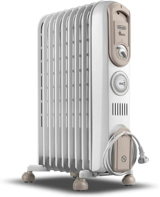 De'Longhi V550918T.WB Radiateur électrique, minuteur, 3 niveaux, boutons intuitifs pour environnements jusqu'à 50 m³, 9 éléments