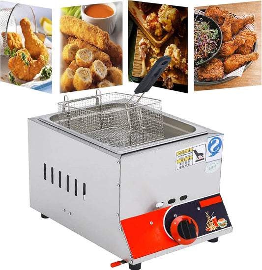 paniers amovibles, double friteuse en acier inoxydable, pour idéale pour les restaurants et les camions, Friteuse à gaz commerciale de grande capacité
