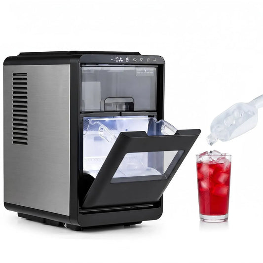 Machine à glaçons, LIFEZEAL 12kg/24h, portable, minuteur, 16 Cubes Croissant en 15 Min