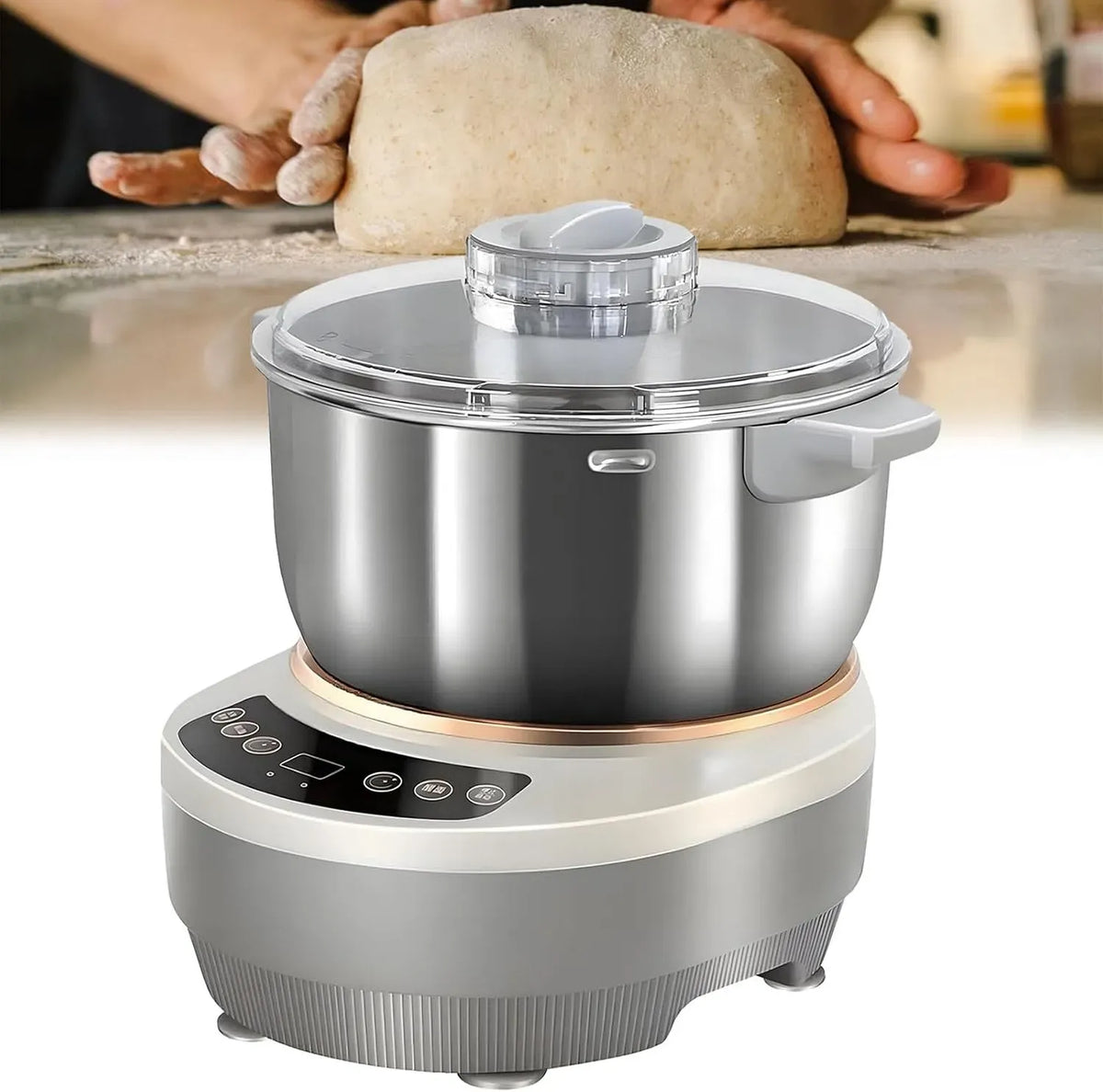 Pétrin électrique Grande Capacité, Mélangeur à Pâte en Deux Parties, Minuterie en Acier Inoxydable 304, Nouilles 7L, avec Fonction Fermentation, pour