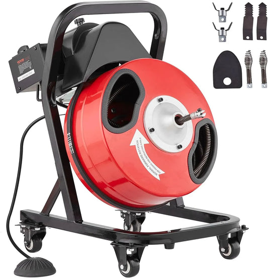 VEVOR Machine de Nettoyage, Nettoyeur, 15 m, 1,27 cm, 10 cm, pour Tuyaux 5-10 cm