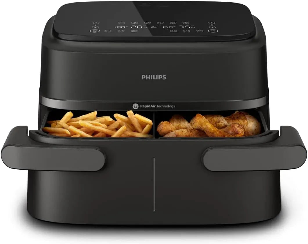 Philips NA154/00 Friteuse à air chaud, 7.1 L, application, dalle IPS, amovible, noir, 90% de matières grasses en moins, 10 modes, Application HomeID