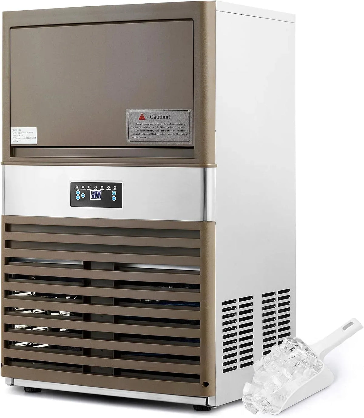 Machine à glaçons kg/24, industriel, professionnel, acier inoxydable, 36 glaçons avec grand espace de rangement, 59 h, 59 kg