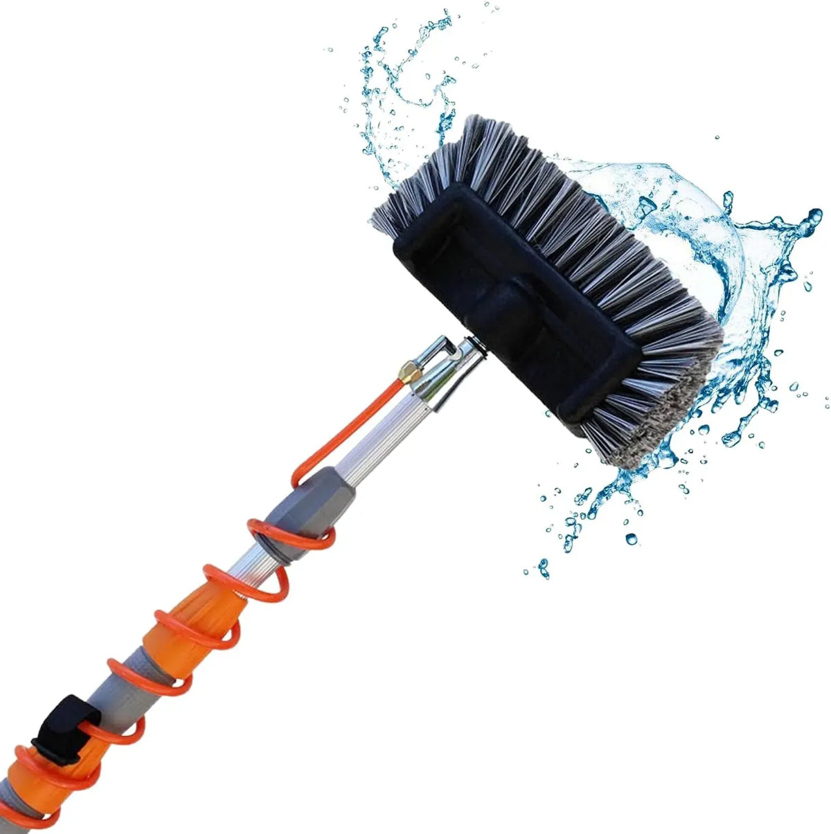 nettoyeur électrique de vitres, Brosse, 8 m, Aquascopic Perche Télescopique avec Brosse 5 surfaces perméable à l'eau et Tuyau d'eau spirale Externe