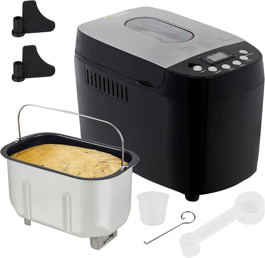 Machine à pain, 850 W, 15 programmes, machine à faire du pain, minuteur, maintien au chaud, acier inoxydable