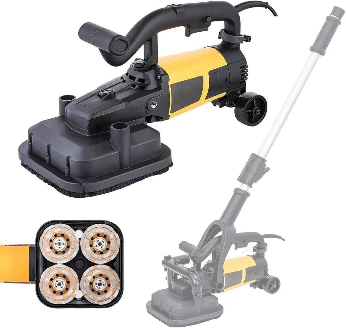 avec rallonge, kit de Ponceuse à béton, Ponceuse électrique pour sols 3800 W, 6 Vitesses réglables, Ponceuse portative pour Le Polissage et Le