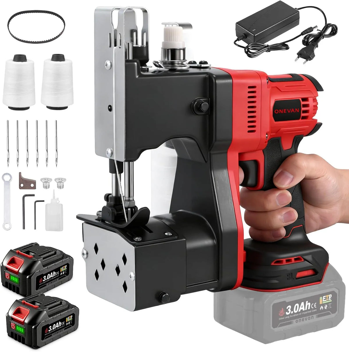 Machine à coudre, batterie, Moteur, machine à coudre électrique, 210 W, 15 mm, pour sacs, ONEVAN