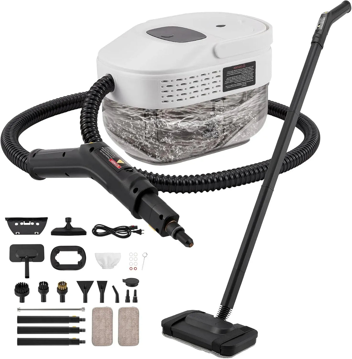 Nettoyeur vapeur, 1,6 L, 2500 W, multi-usage, grand réservoir, usage sur sols, cuisine, voiture, vitres et canapé, Pression 3 Bar & Vapeur à 105°C