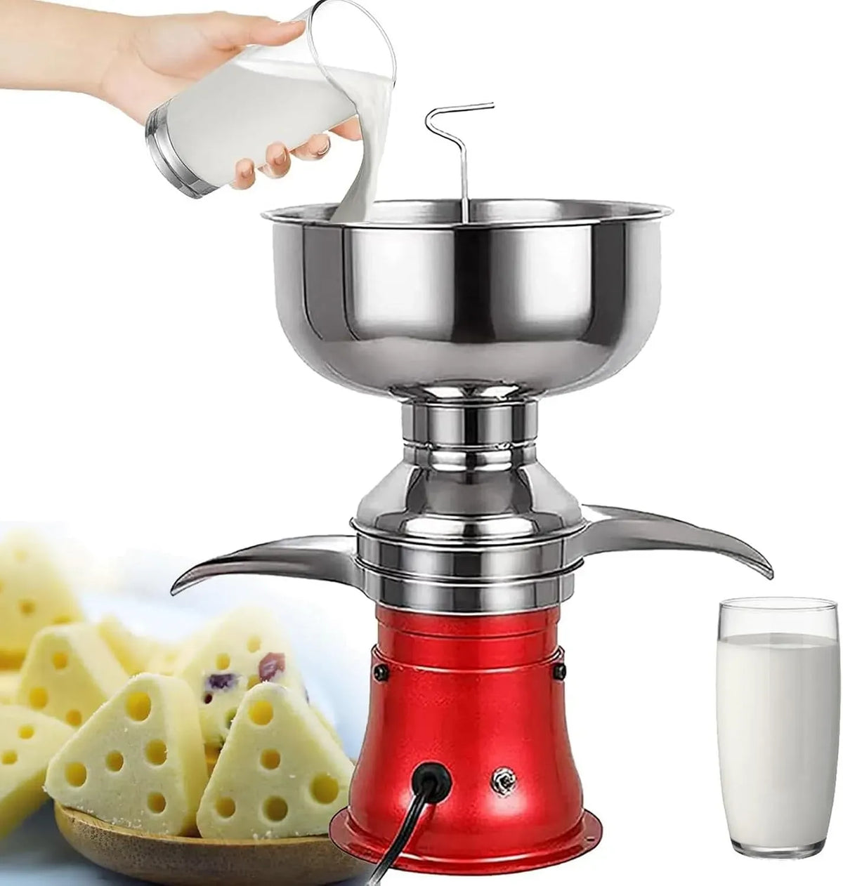 de Brebis, pour Centrifugeuse Professionnelle équipé de Bol à Lait, SéParateur de CrèMe/Lait éLectrique pour Lait de Vache, de ChèVre et de Chamelle
