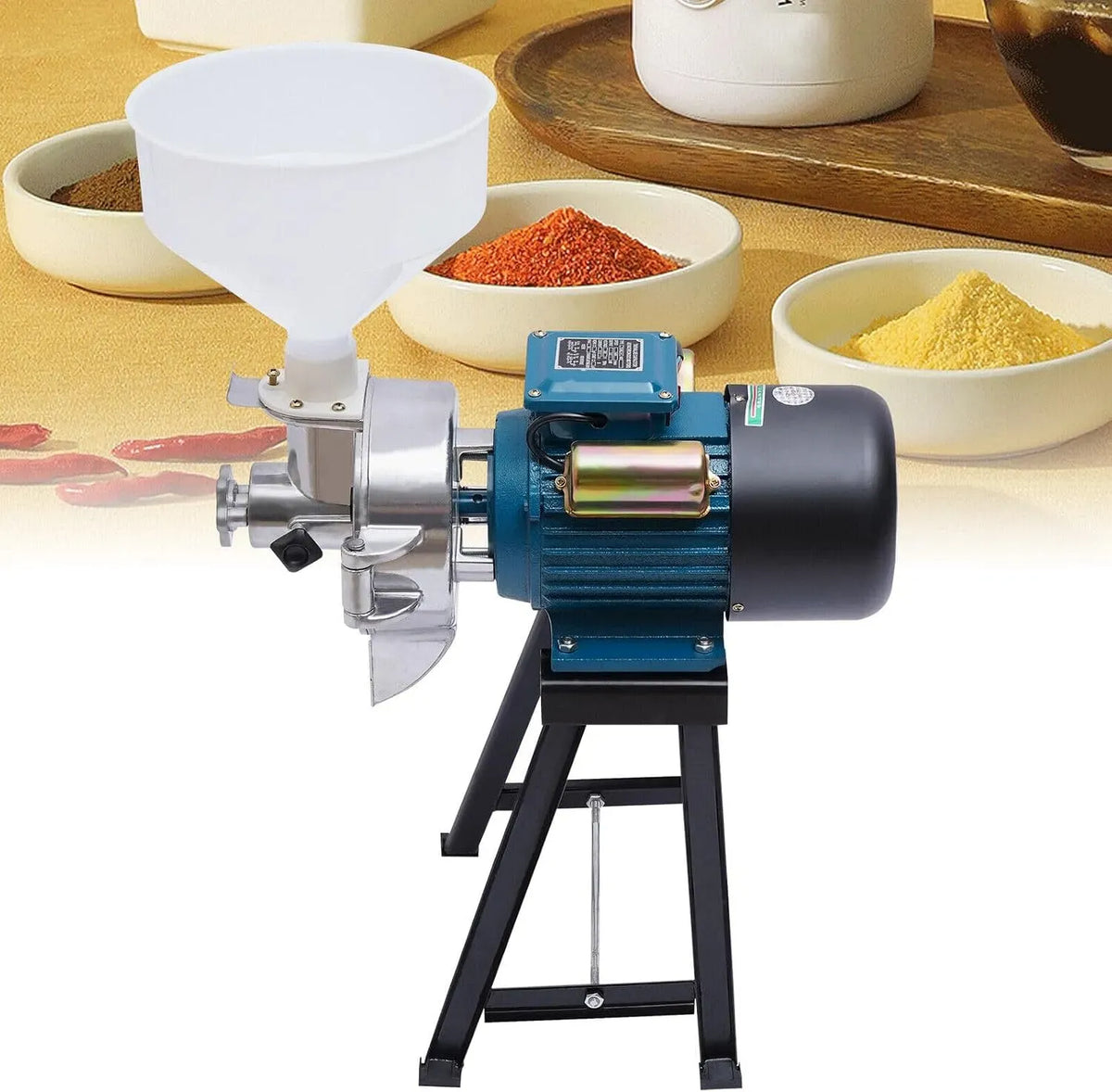 Moulin à céréales, broyeur à grains, 2200 W, Broyeur à farine de 40 kg/h pour meulage humide et sec, Ponceuse à grain 2200 W équipé de entonnoir