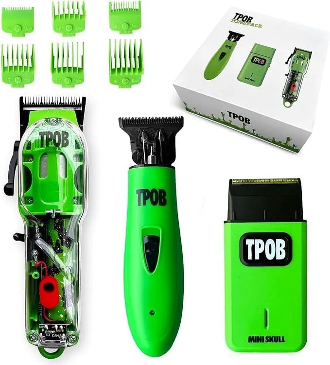 Slime 2 Ensemble de tondeuse à barbe et à cheveux équipé de étui vert mat et lame X Fade pour hommes