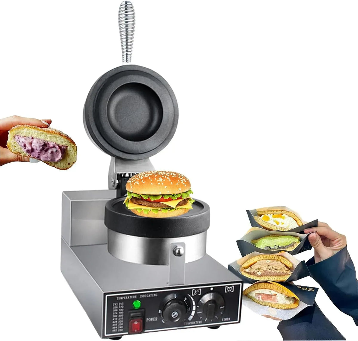 Machine à Hamburger, Machine de Cuisson, Machine à Sandwich, Presse, gril à panini et croque-monsieur, 1200 W, 220 V, professionnel