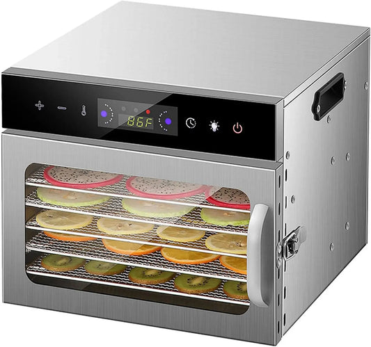 6-Tier Snacks Secs, pour Viande Séchée, pour Déshydrateur Alimentaire Professionnel, Température Réglable De 30 À 90 °C Et Éclairage Intégré, Fruits