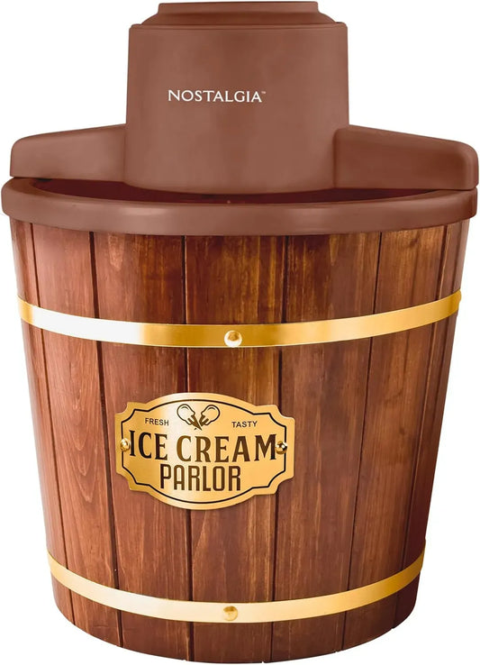 véritable, 4 L, bois, pour crème glacée avec poignée de transport facile