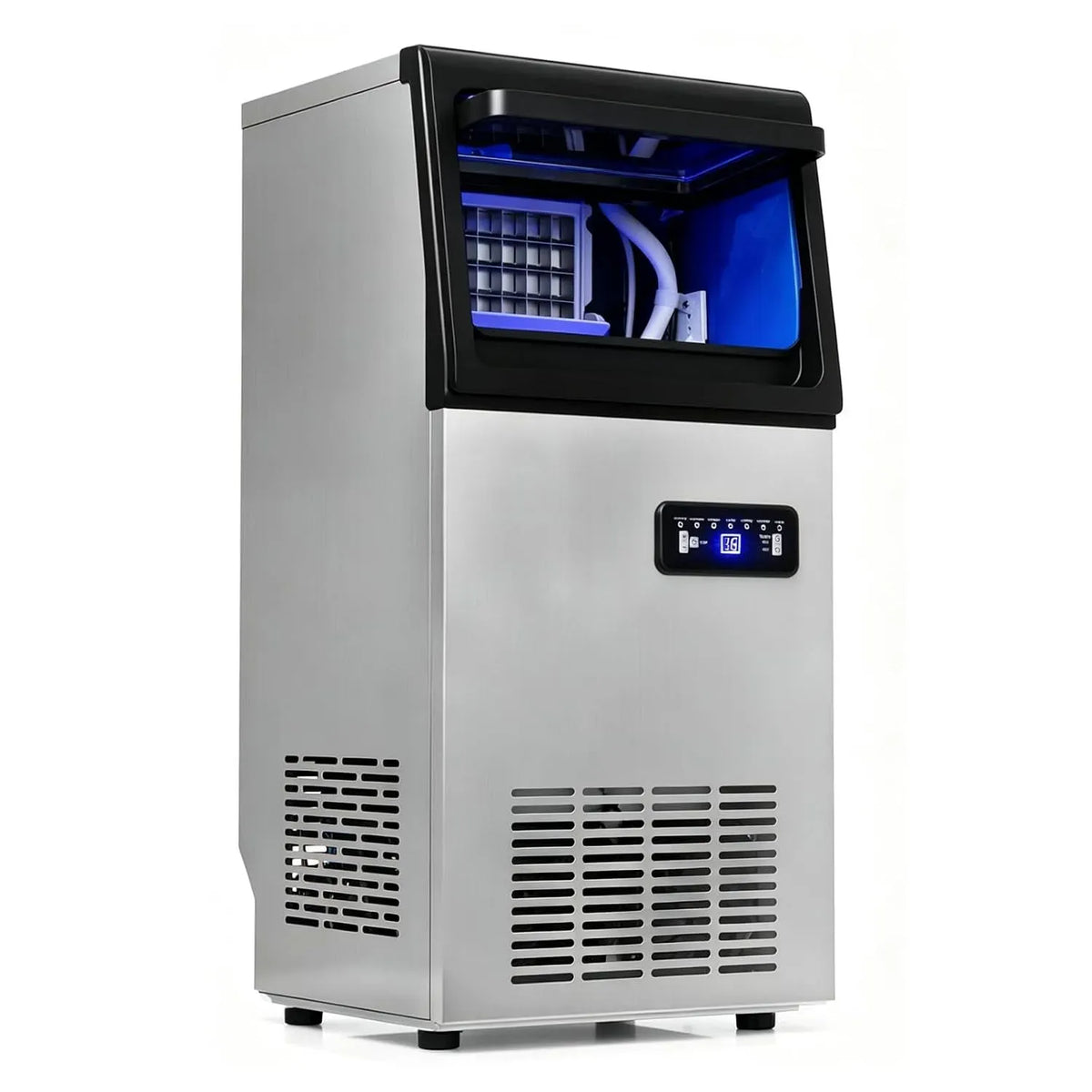 Machine à glaçons, LIFEZEAL 50kg/24h, minuteur, professionnel, restaurant, acier inoxydable, 36 Cubes en 13 Min, Ice Maker Restaurant, Stockage 11kg